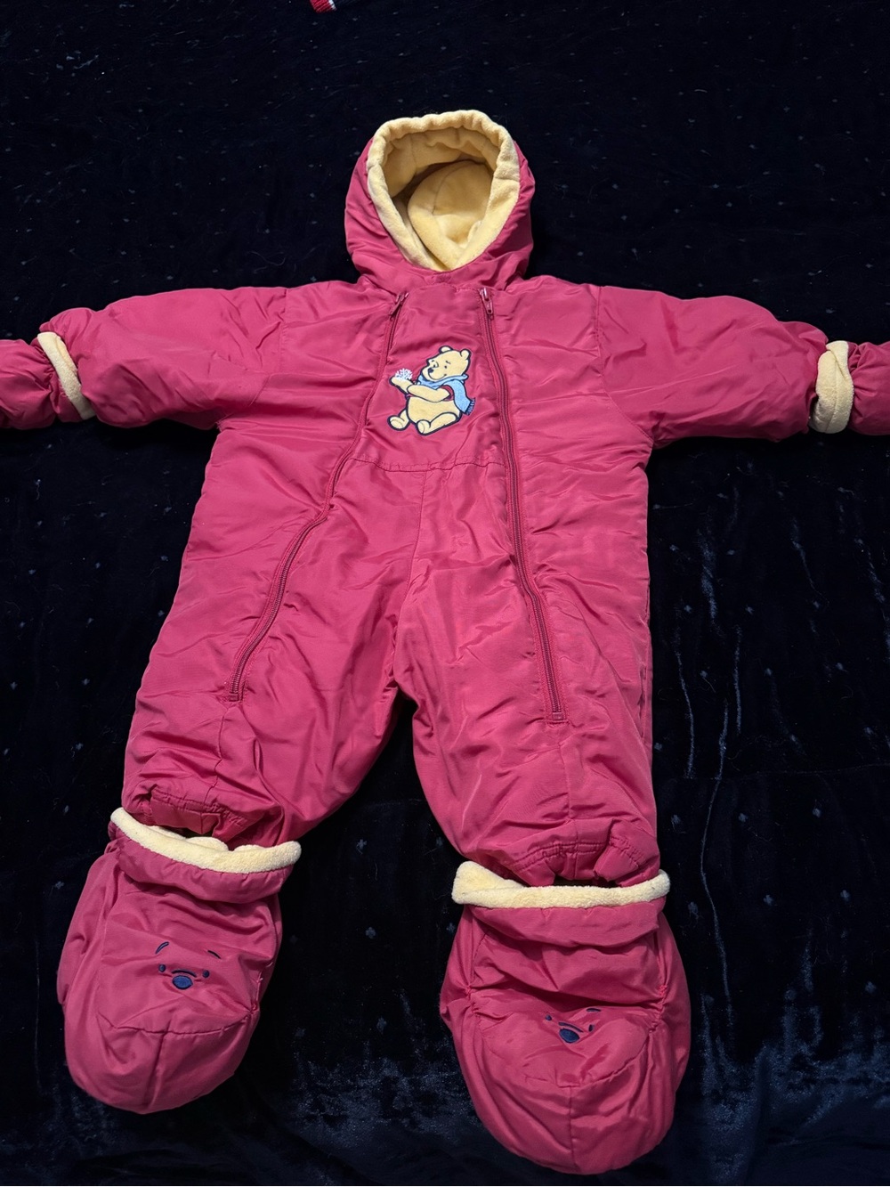 Disney Red Hooded One-Piece Footie with Cream Lining